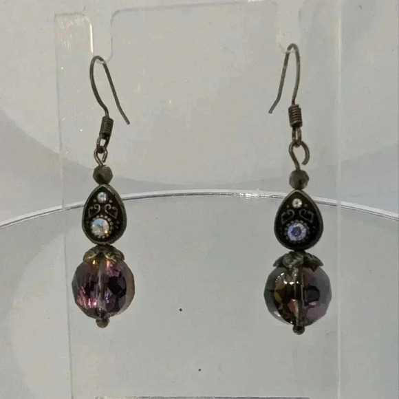 NWOT Czech Crystal Peacock Inspired Earrings - Picture 1 of 6